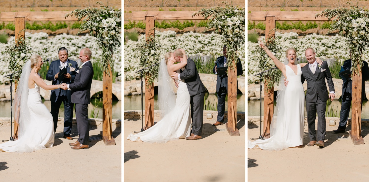 first kiss at ceremony at terra mia wedding