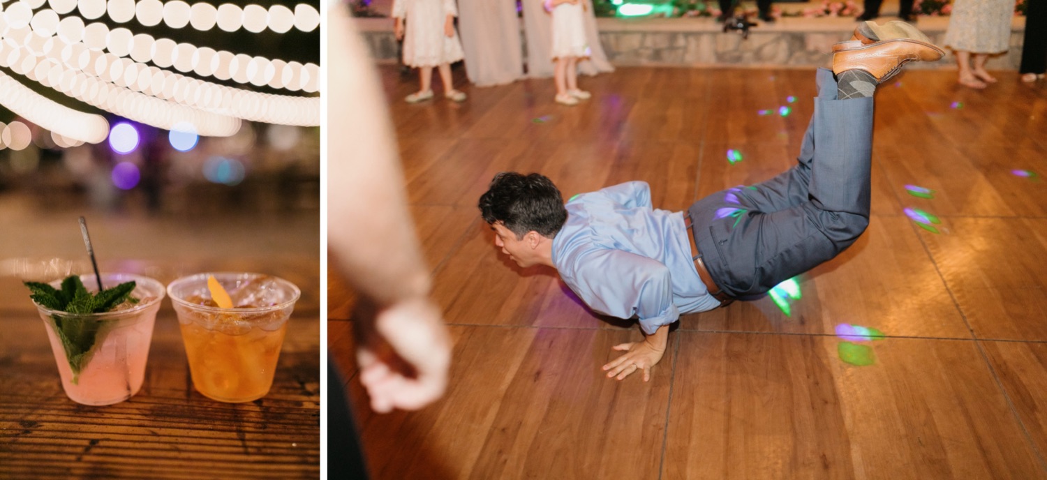 brides brother in law doing the worm on dance floor