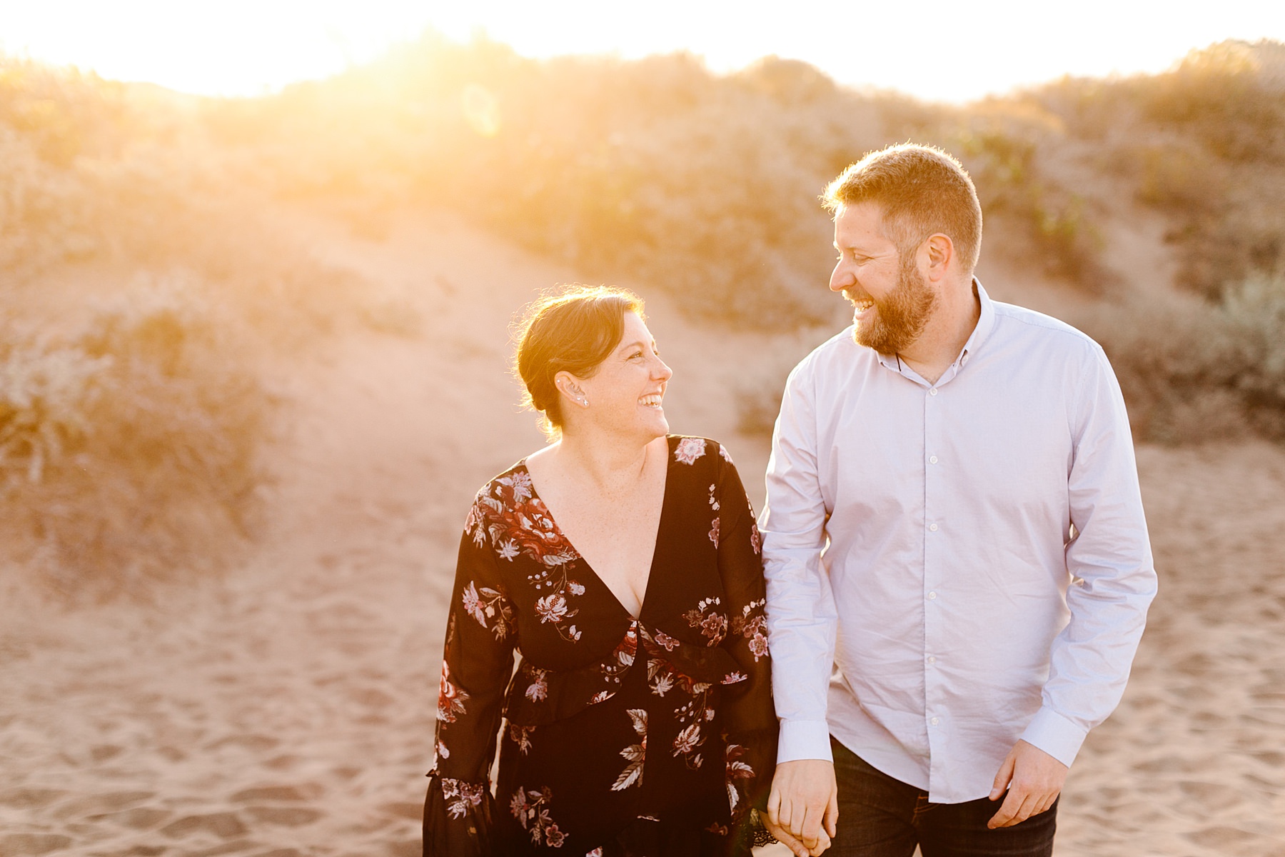 Golden hour engagement session on the sand dunes in Los Osos, california