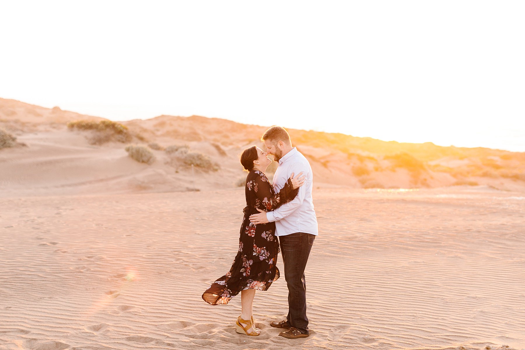 golden hour sunset engagement session on the Los Osos Sand dunes