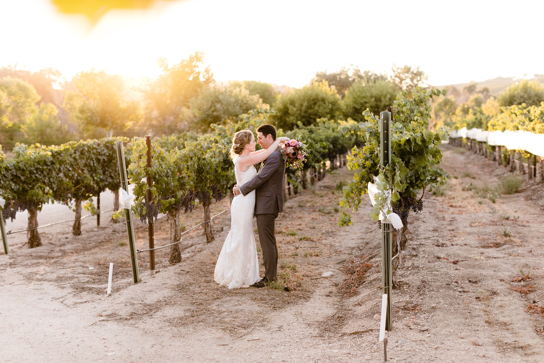 intimate Cass Winery wedding at sunset