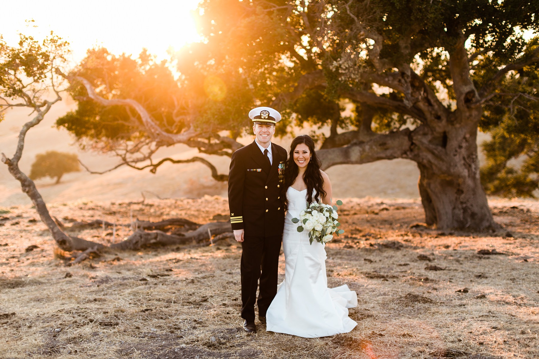 Spreafico farms wedding portraits at sunset overlooking hills of San Luis Obispo