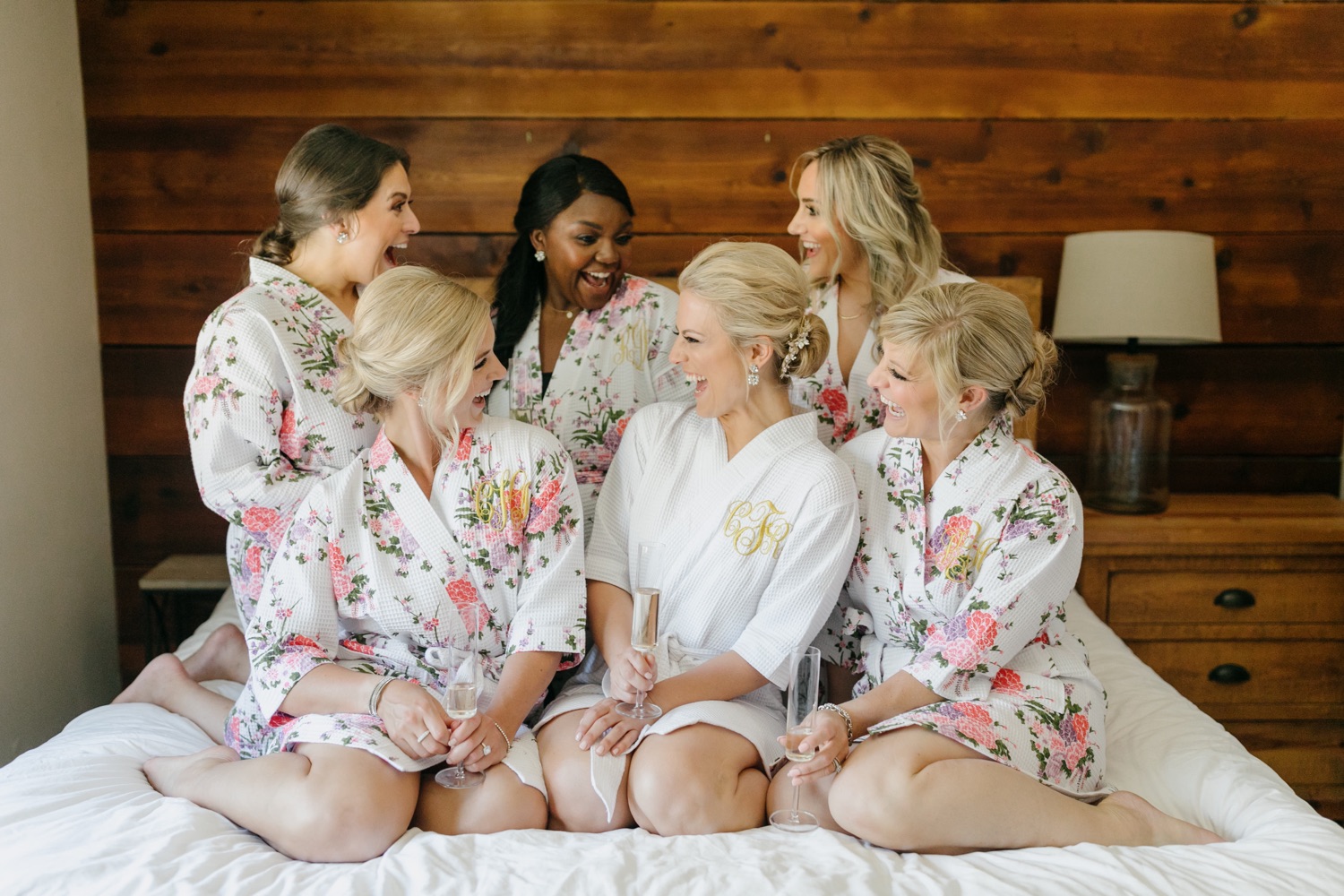 Bride and bridesmaids portraits while getting ready at terra mia wedding