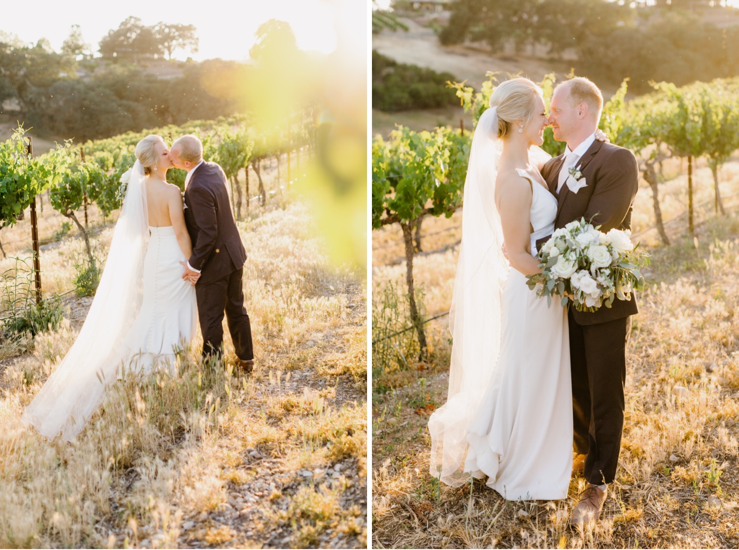 sunset portraits of bride and groom at Terra Mia wedding in paso robles, ca 