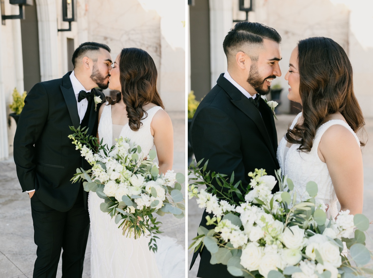 Bride and groom at their first look at tooth and nail winery in Paso robles, California