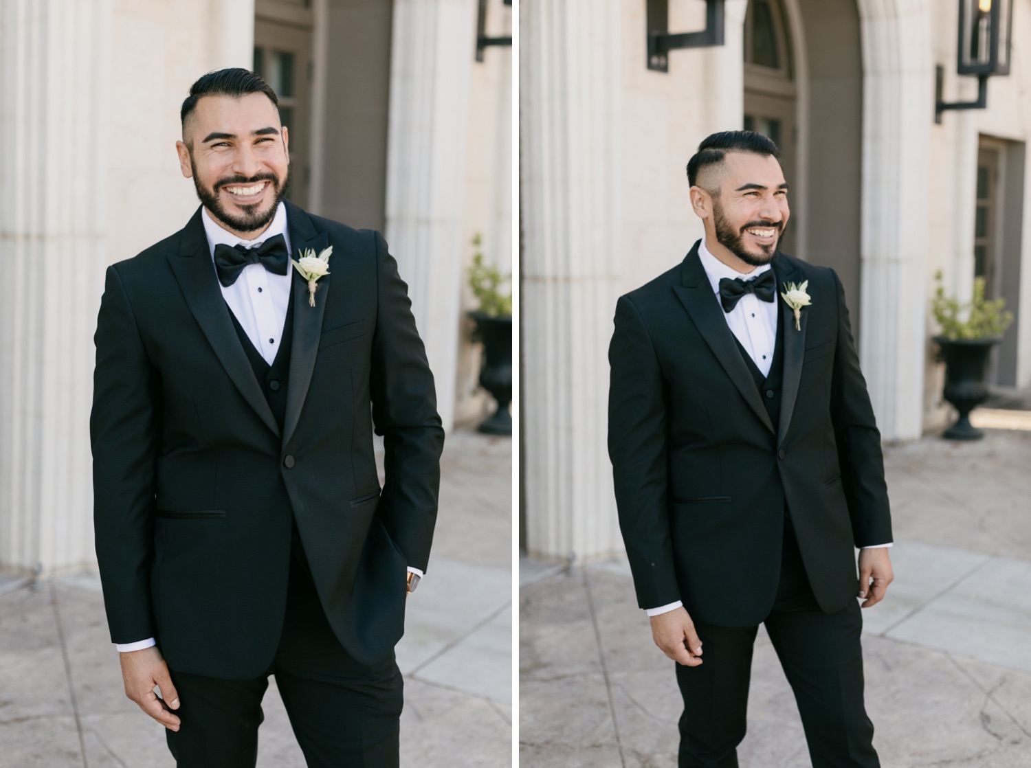 Groom posing for portraits at tooth and nail winery wedding by tayler enerle photography