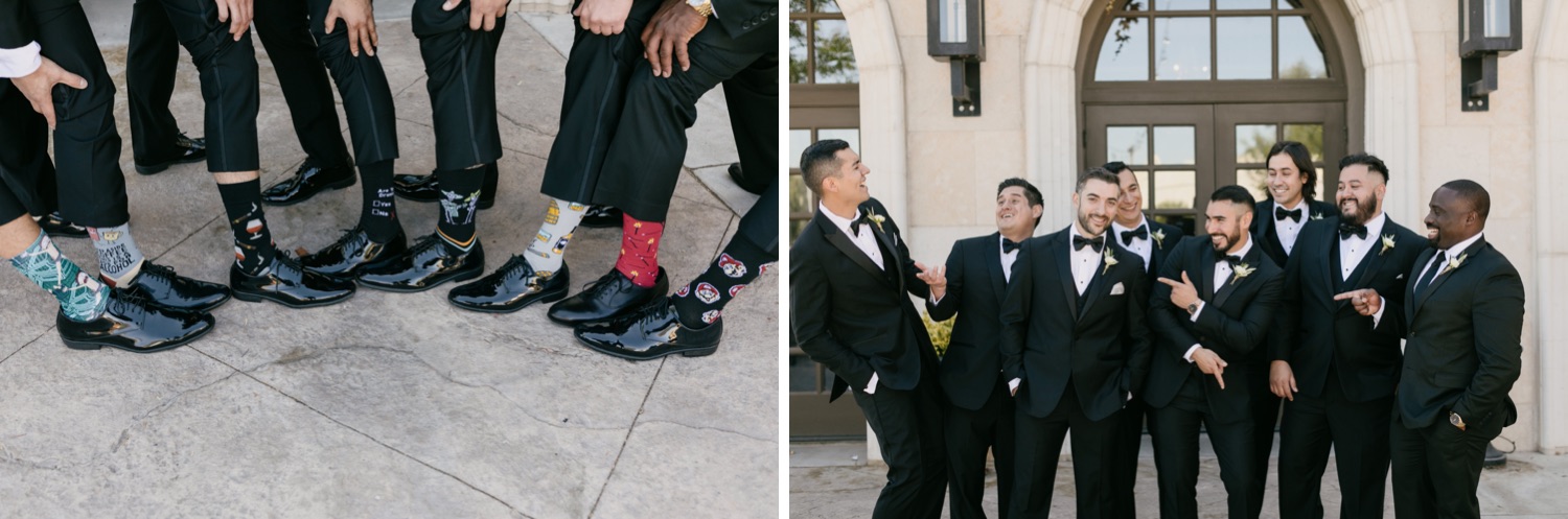 groomsmen being silly in portraits at tooth and nail winery