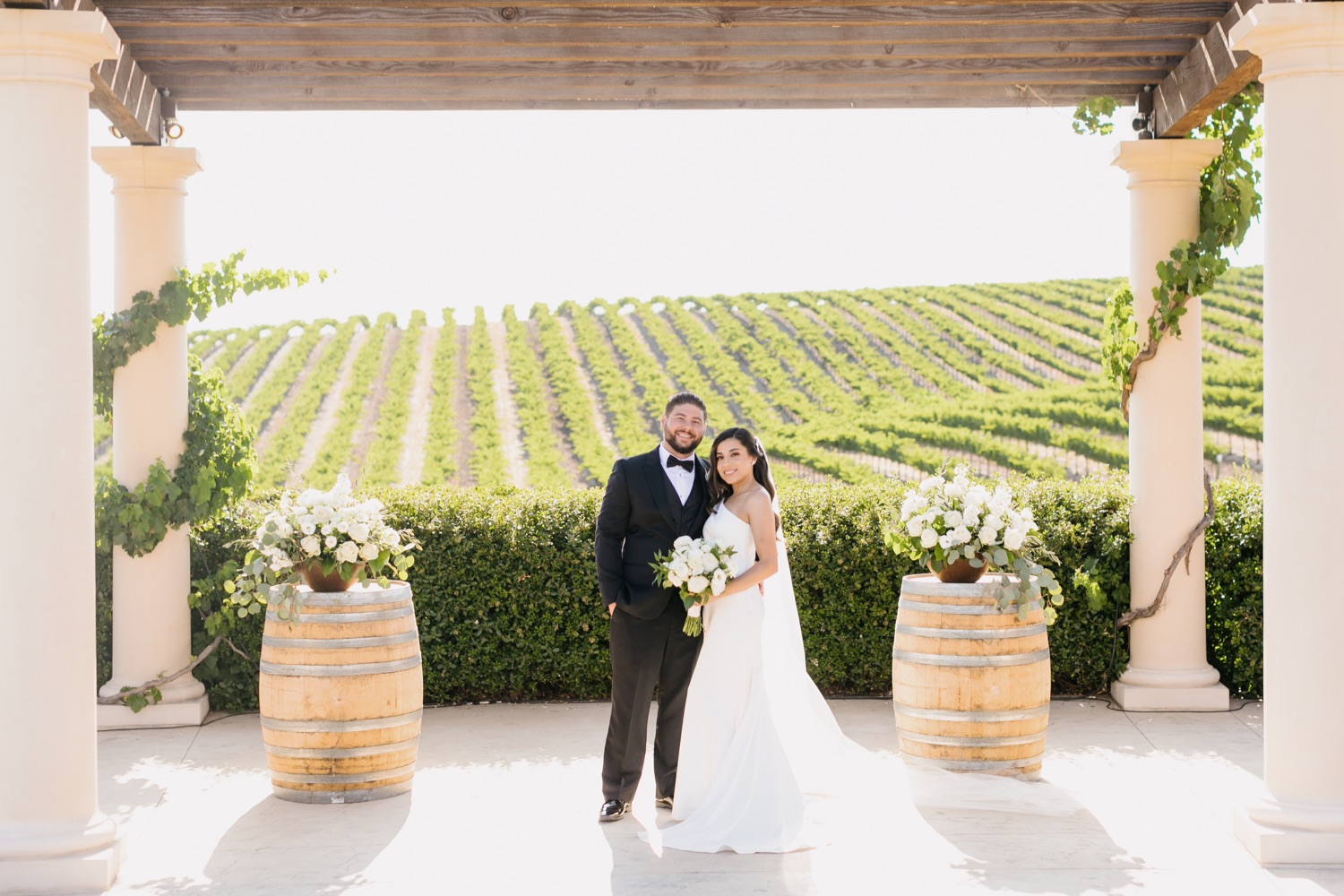 Bride and groom at villa san juliette winery wedding elopement