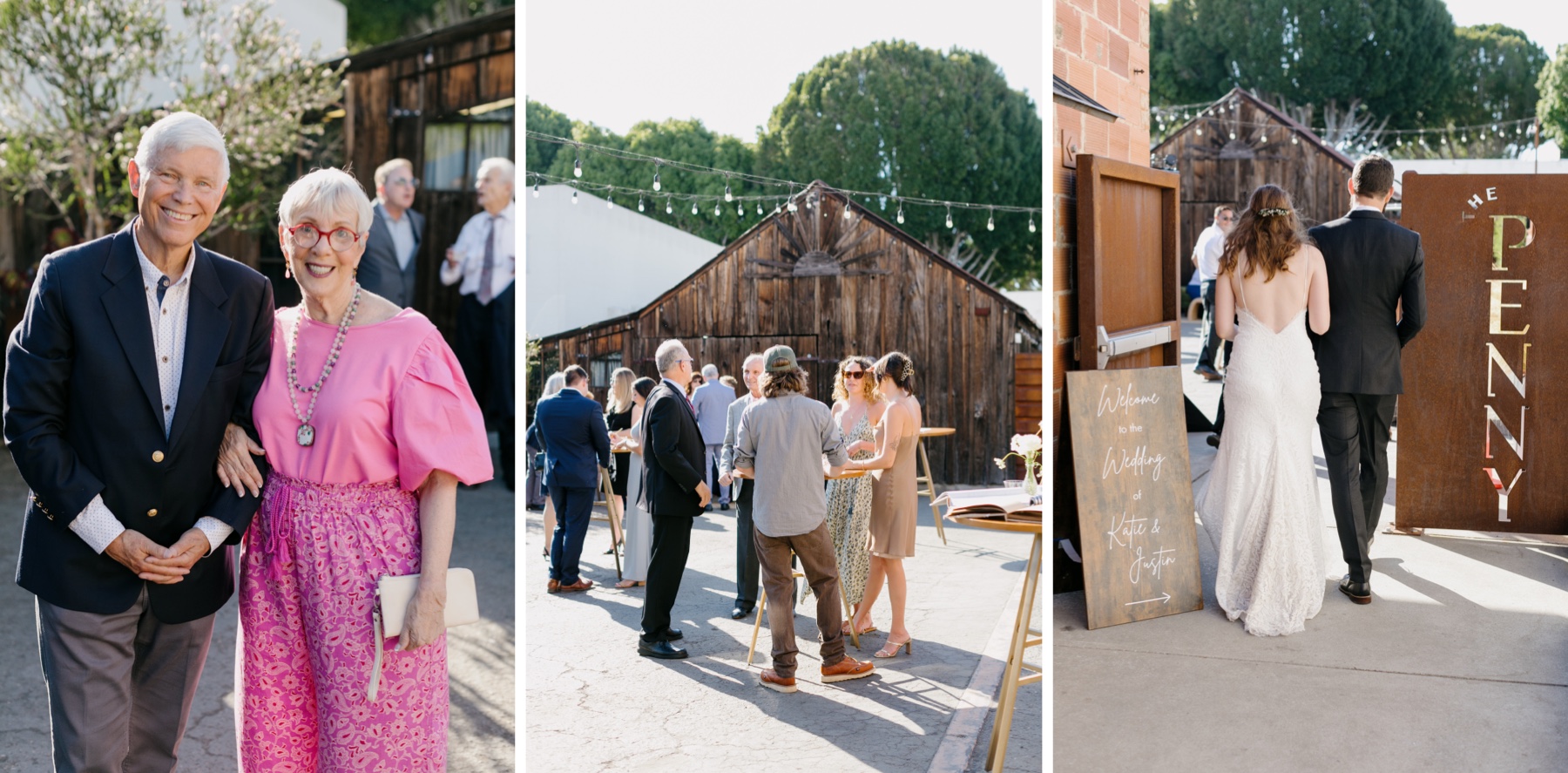 Guests and bride and groom at their downtown san luis obispo wedding at the Penny